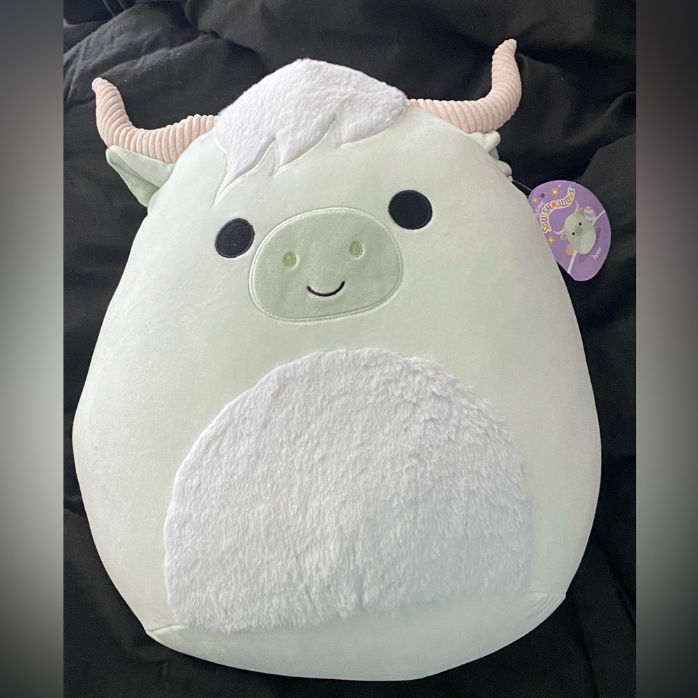 Squishmallow Iver the Highlnd cow large 16” size Easter 2023 mint color